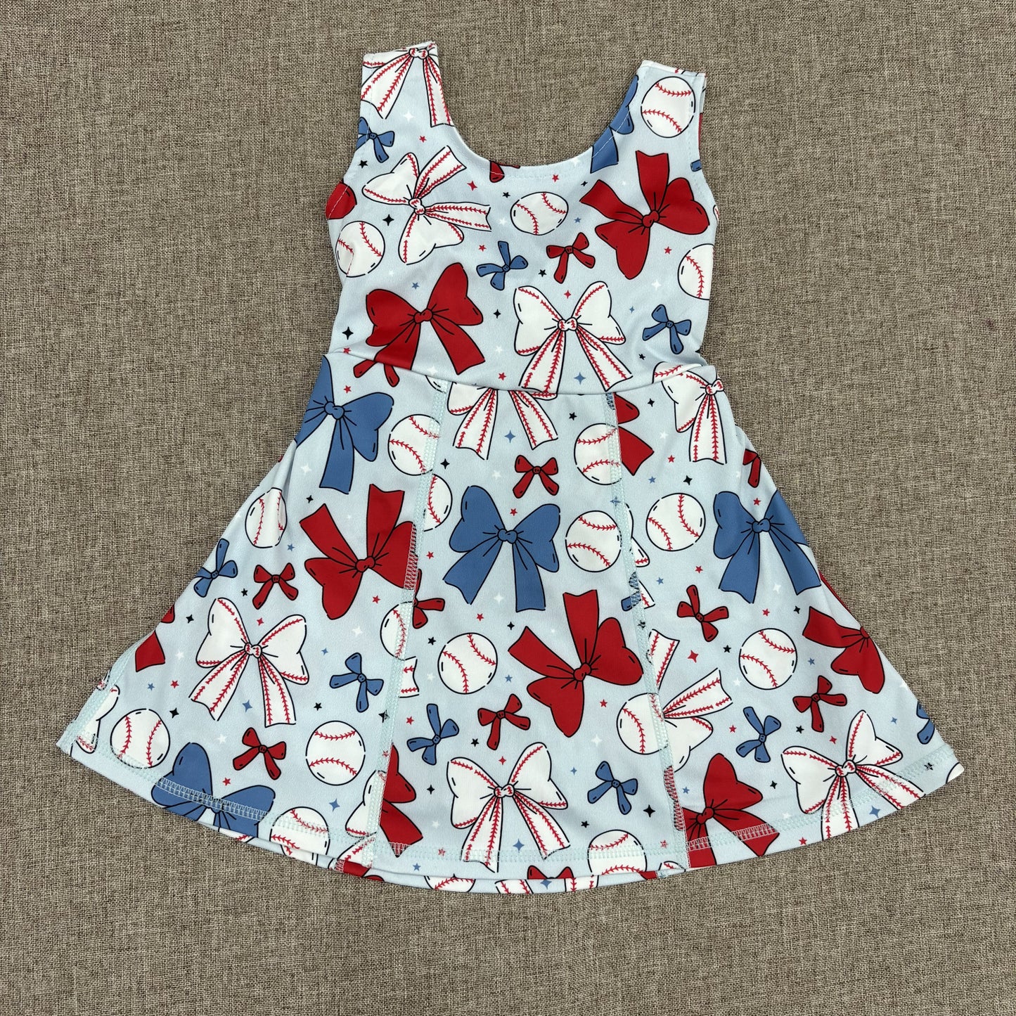 Kids Girls Sibling Active Wear July 4th Bow Baseball Yoga Set Dress