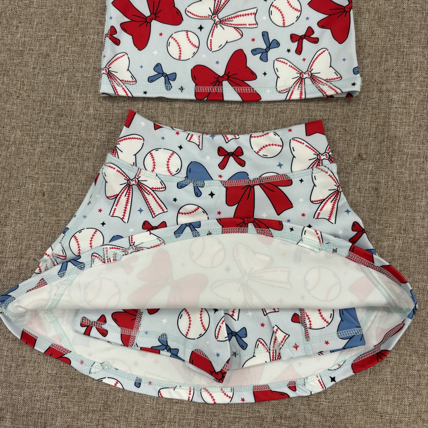 Kids Girls Sibling Active Wear July 4th Bow Baseball Yoga Set Dress