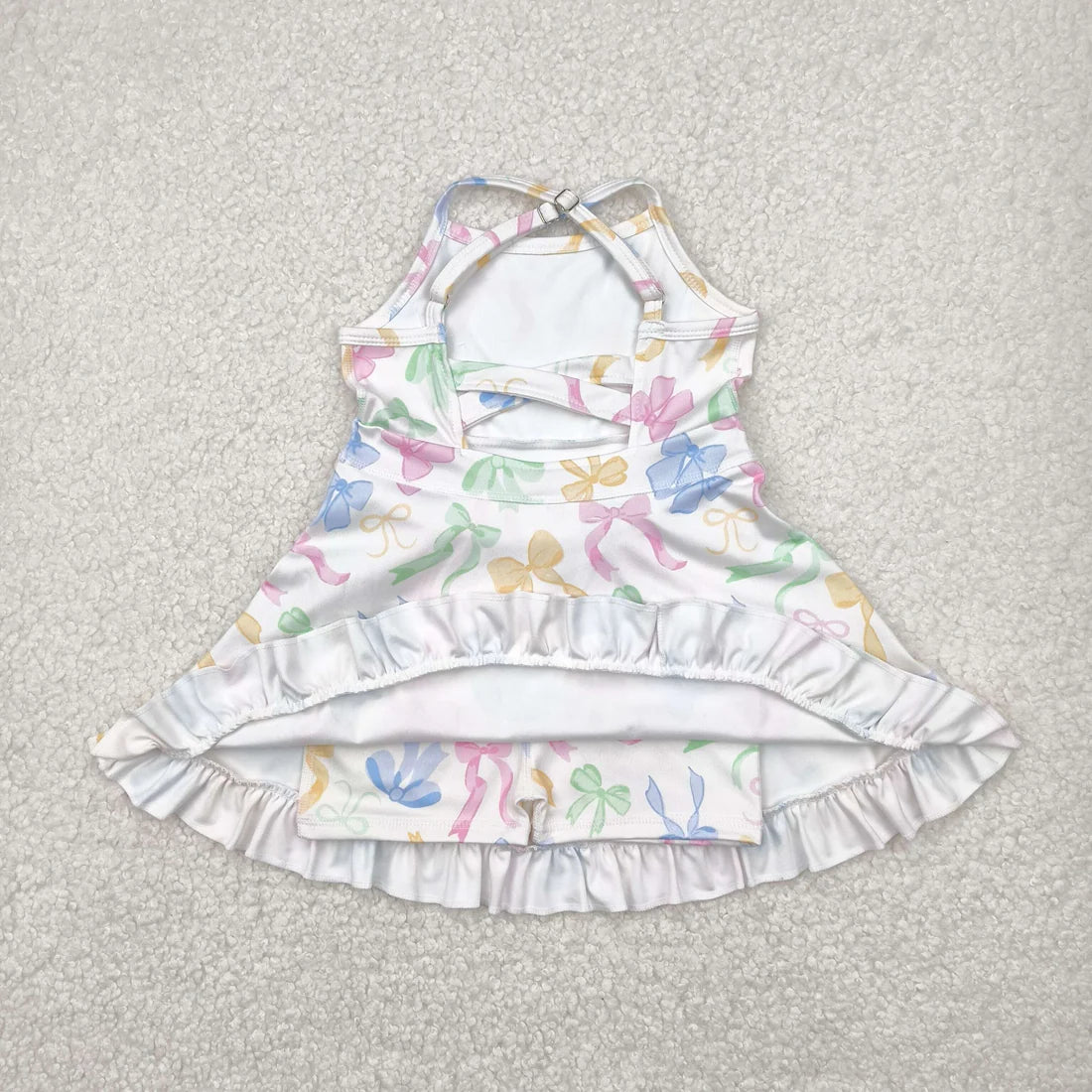 Sibling Baby Girls Colorful Bows Yoga Active Wear Skort Knee Length Dresses