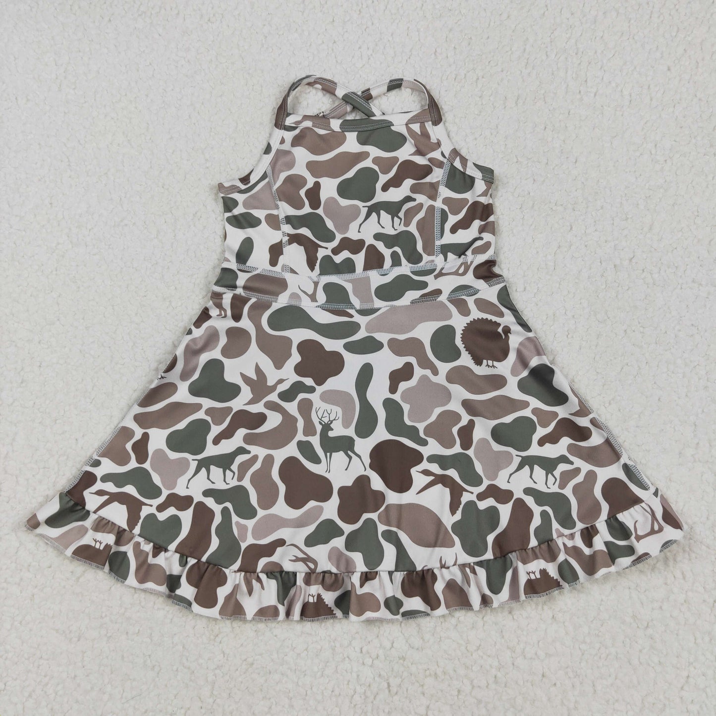 Sibling Baby Girls Active Wear Camo Yoga Dress With Under