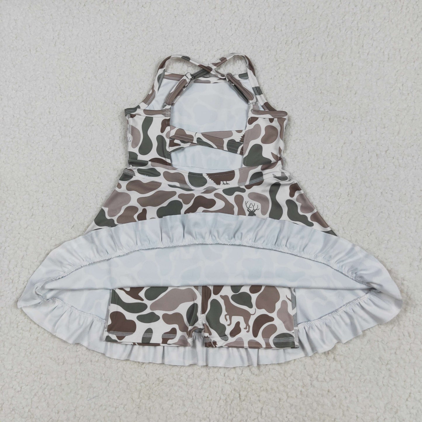 Sibling Baby Girls Active Wear Camo Yoga Dress With Under