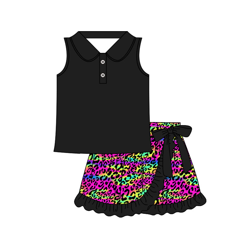 GSD2364 Baby Girls Black Sleeveless Tank Floral Skirt Set Preorder
