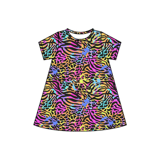 GSD2479 Baby Girls Tiger Print Short Sleeve Dress preorder
