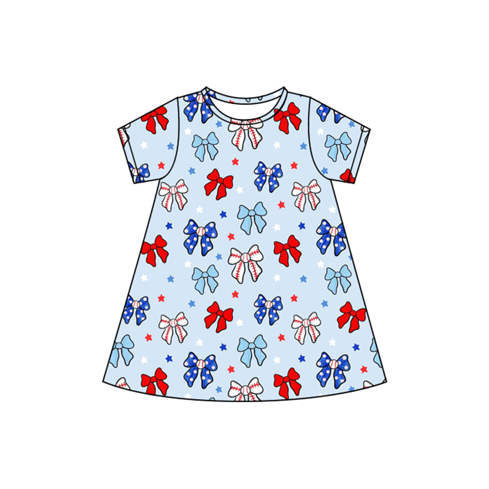 GSD2480 Baby Girls July 4th Baseball Short Sleeve Dress preorder