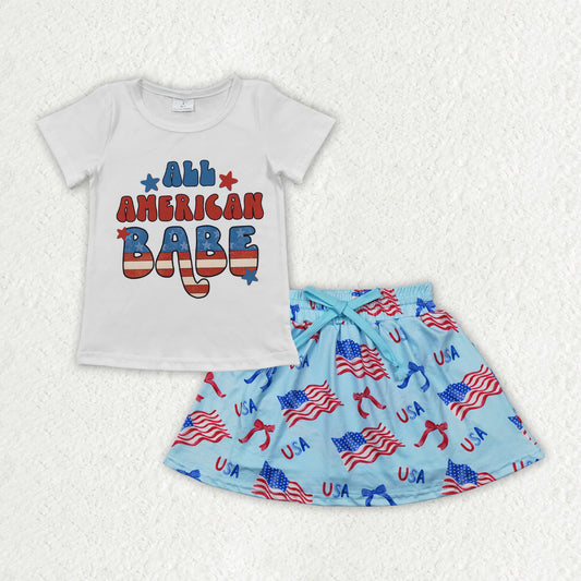 GSD2482 Baby  Girls July 3th Top Skirt Set