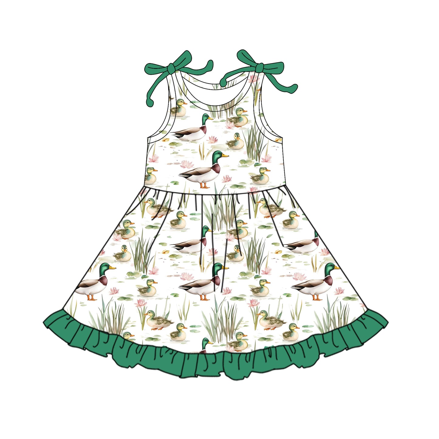 GSD2486 Baby Girls Mallard Duck Sleeveless Dress Preorder