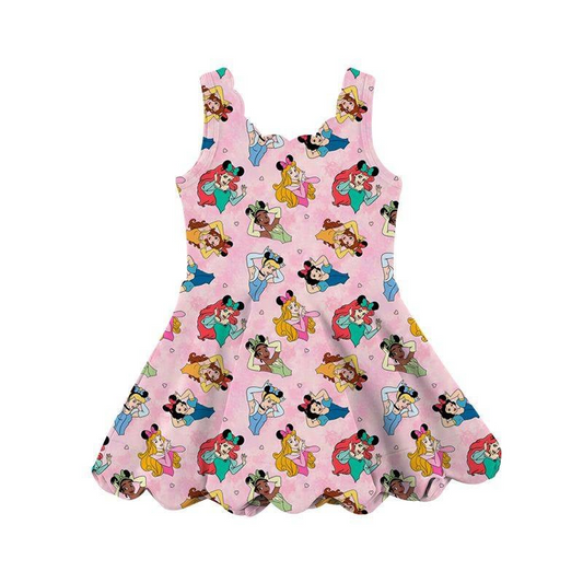 GSD2491 Baby Girls Active Wear Cartoon Princess Yoga Dress Preorder