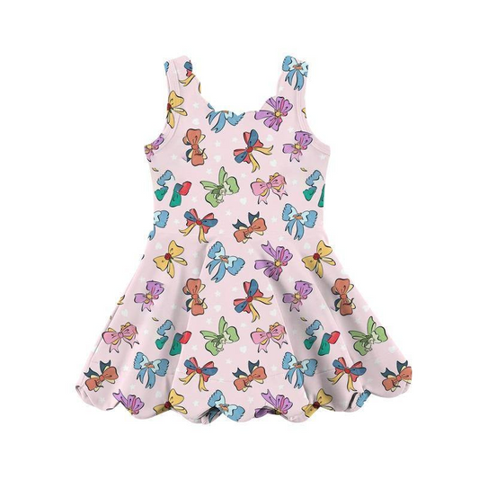 GSD2492 Baby Girls Active Wear Cartoon Princess Bow Yoga Dress Preorder
