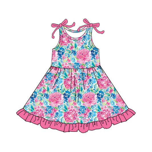 GSD2509 Baby Girls Pink Flowers Sleeveless Dress Preorder