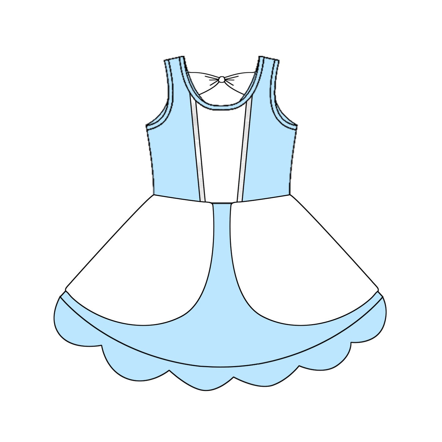GSD2517 Kids Girls Blue Cartoon Princess Dress Preorder