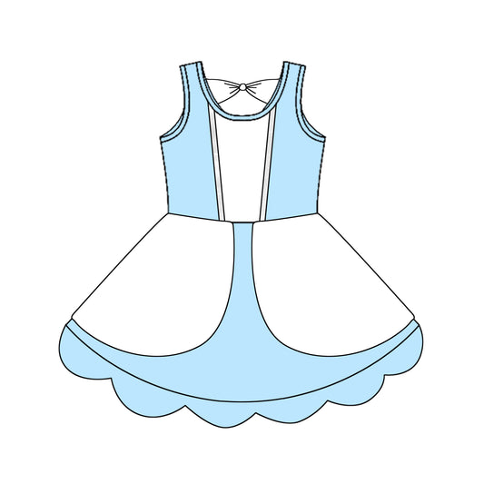 GSD2517 Kids Girls Blue Cartoon Princess Dress Preorder