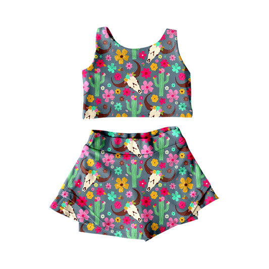 GSD2519 Baby Girls Active Wear Westen Cow Yoga Set Preorder