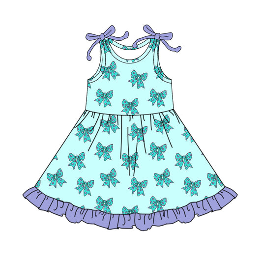 GSD2523 Baby Girls Purple Dot Bow Sleeveless Dress Preorder