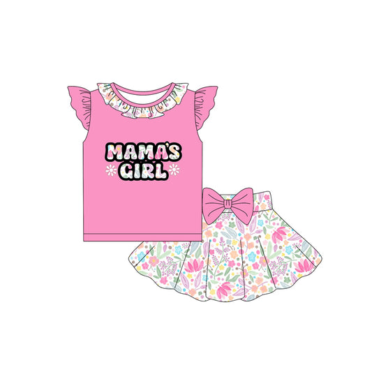 GSD2528 Mama's Girl Pink Top Floral Skirt Set Preorder