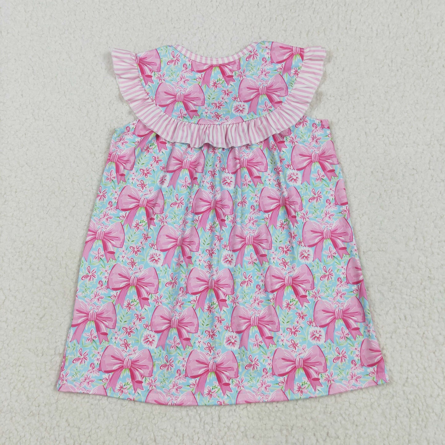 GSD2534 Kids Girls Floral Pink Bow I Love Dad Dress