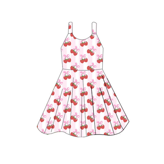 GSD2598 Kids Girls Strawberry Bow Dress Preorder