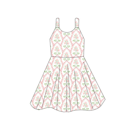 GSD2600 Kids Girls  Pink Flowers  Dress Preorder
