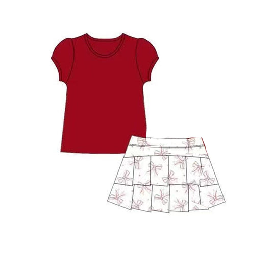 GSD2617 Kids Girls Red Top Bow Yoga Set Preorder