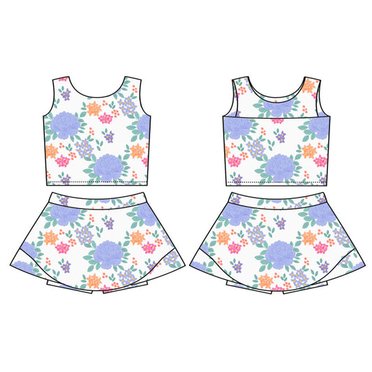 GSD2622 Kids Girls Blossom Yoga Skort Set Preorder