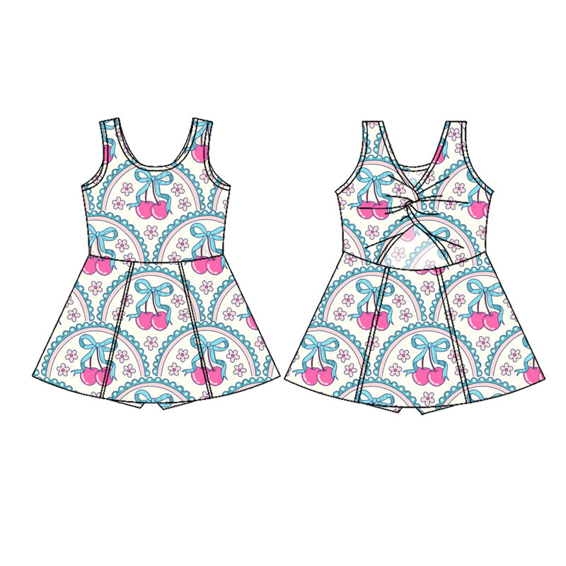 GSD2627 Kids Girls Cherry Flowers Yoga Dress Preorder