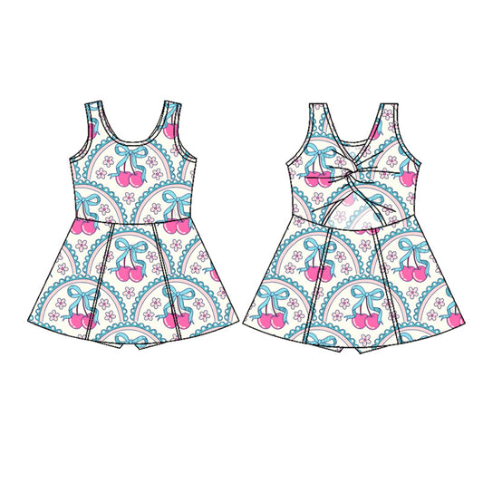 GSD2627 Kids Girls Cherry Flowers Yoga Dress Preorder
