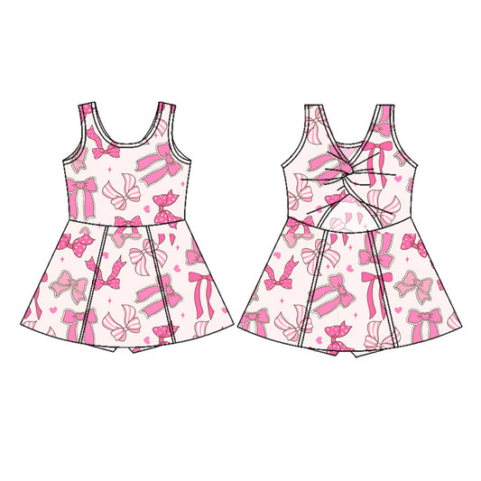 GSD2628 Kids Girls Pink Bow Yoga Dress Preorder