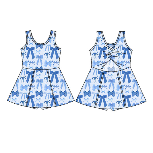 GSD2639 Baby Girls Blue Bow Sleeveeless Tank Dress preorder