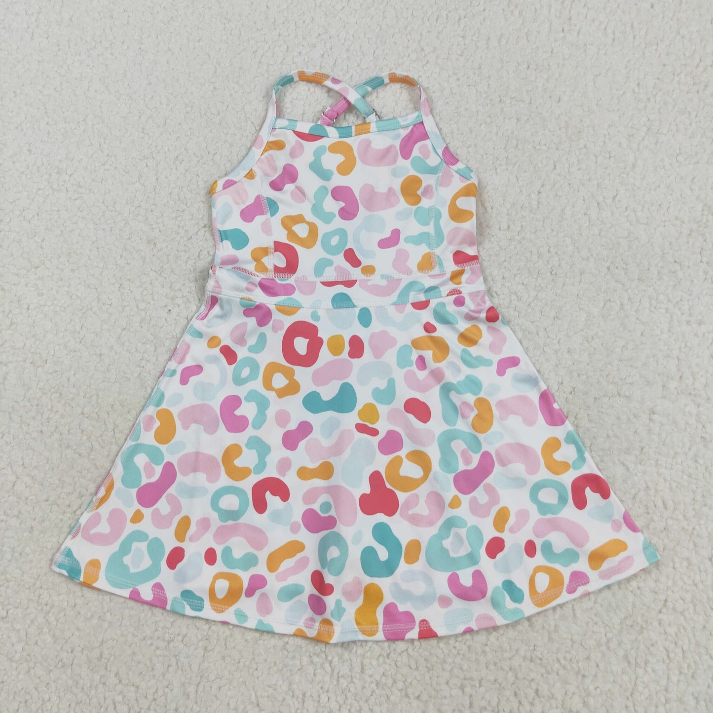 GSD2645 Baby Girls Colorful Leoaprd Strpe Yoga Dress
