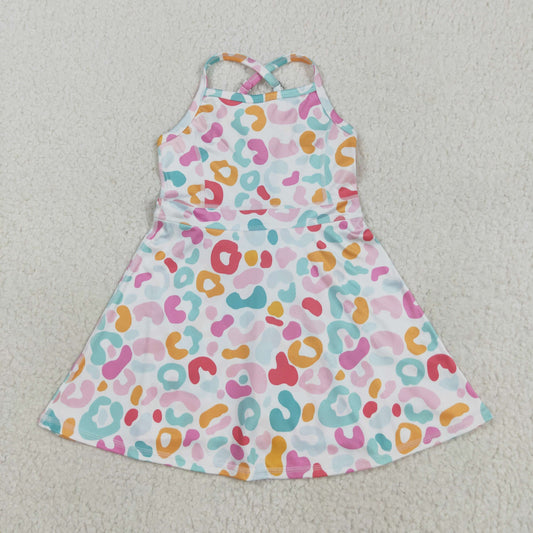 GSD2645 Baby Girls Colorful Leoaprd Strpe Yoga Dress