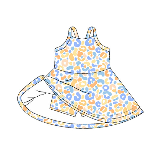 GSD2646 Baby Girls Blue Leoaprd Strpe Yoga Dress Preorder