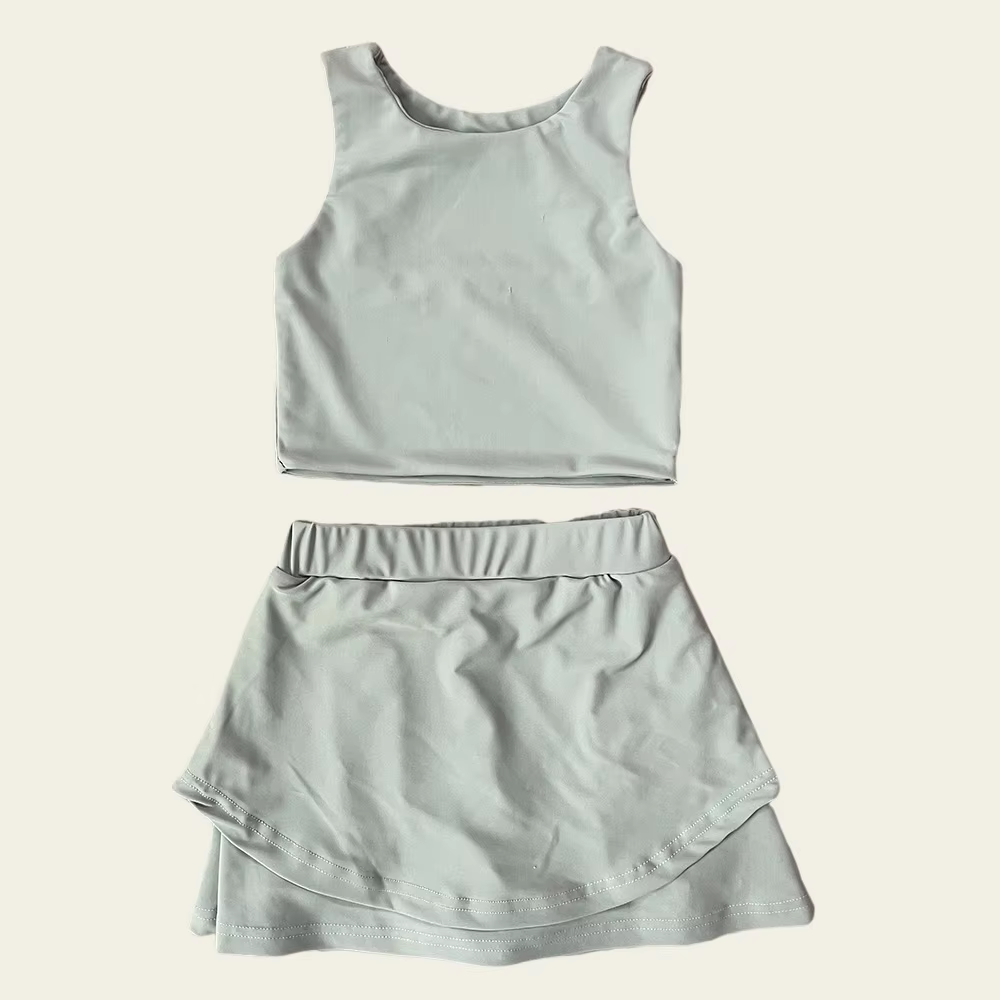 GSD2664 Baby Girls  Light Grey Sleeveless Tank Top Skort Set Preorder