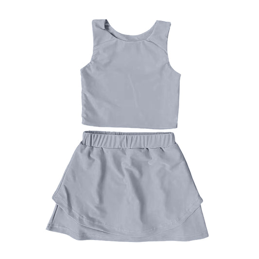 GSD2667 Baby Girls  Grey Sleeveless Tank Top Skort Set Preorder