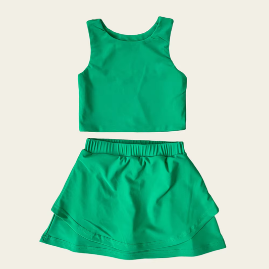 GSD2670 Baby Girls  Green Sleeveless Tank Top Skort Set Preorder