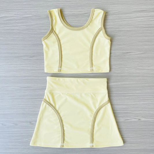 GSD2672 Baby Girls  Light Yellow Sleeveless Tank Top Skort Set Preorder