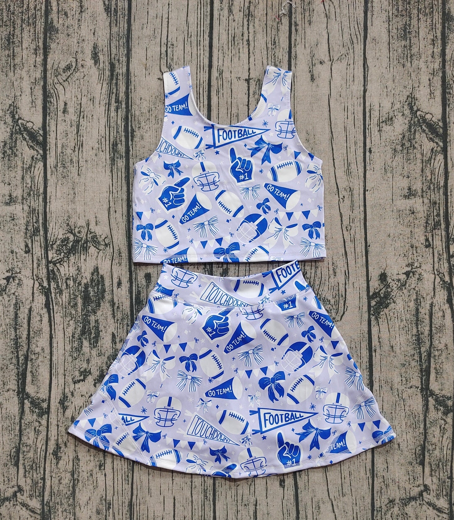 Kids Girls Football Team Blue Yoga Skort Set Preorder