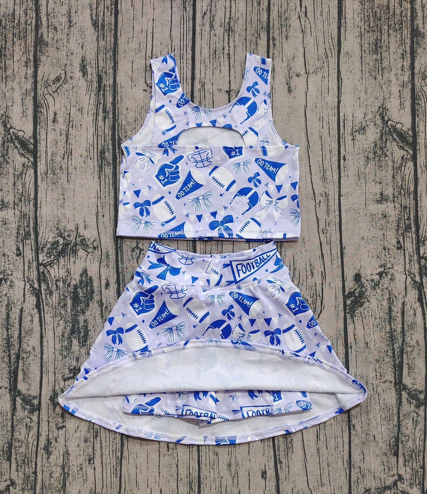 Kids Girls Football Team Blue Yoga Skort Set Preorder