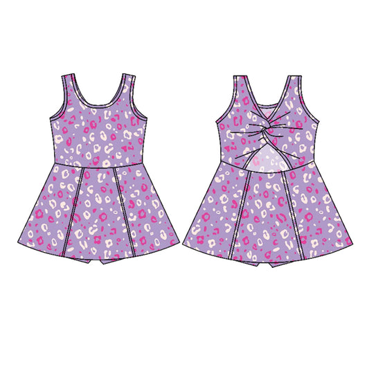 GSD2700 Baby Girls Leopard Purple Yoga Dress Preorder
