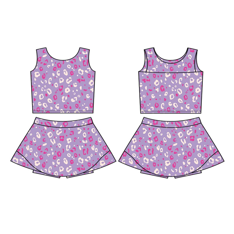 GSD2702 Baby Girls Leopard Purple Tank Top Skort Set Preorder