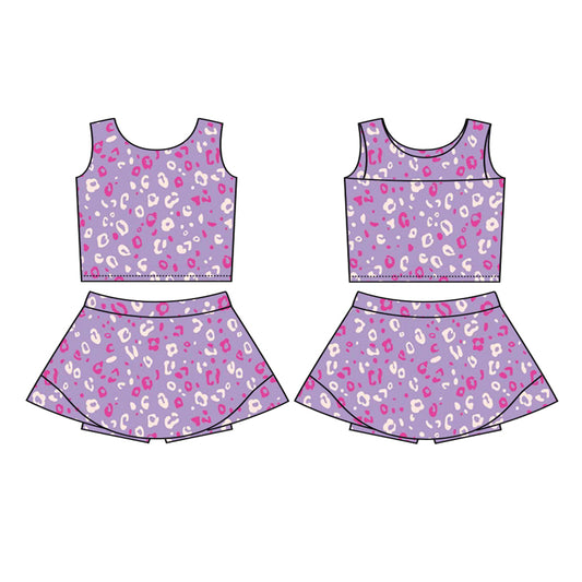 GSD2702 Baby Girls Leopard Purple Tank Top Skort Set Preorder