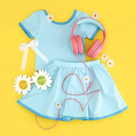 GSD2708 Baby Girls Bluye Short Sleeve Yoga Skort Set Preorder