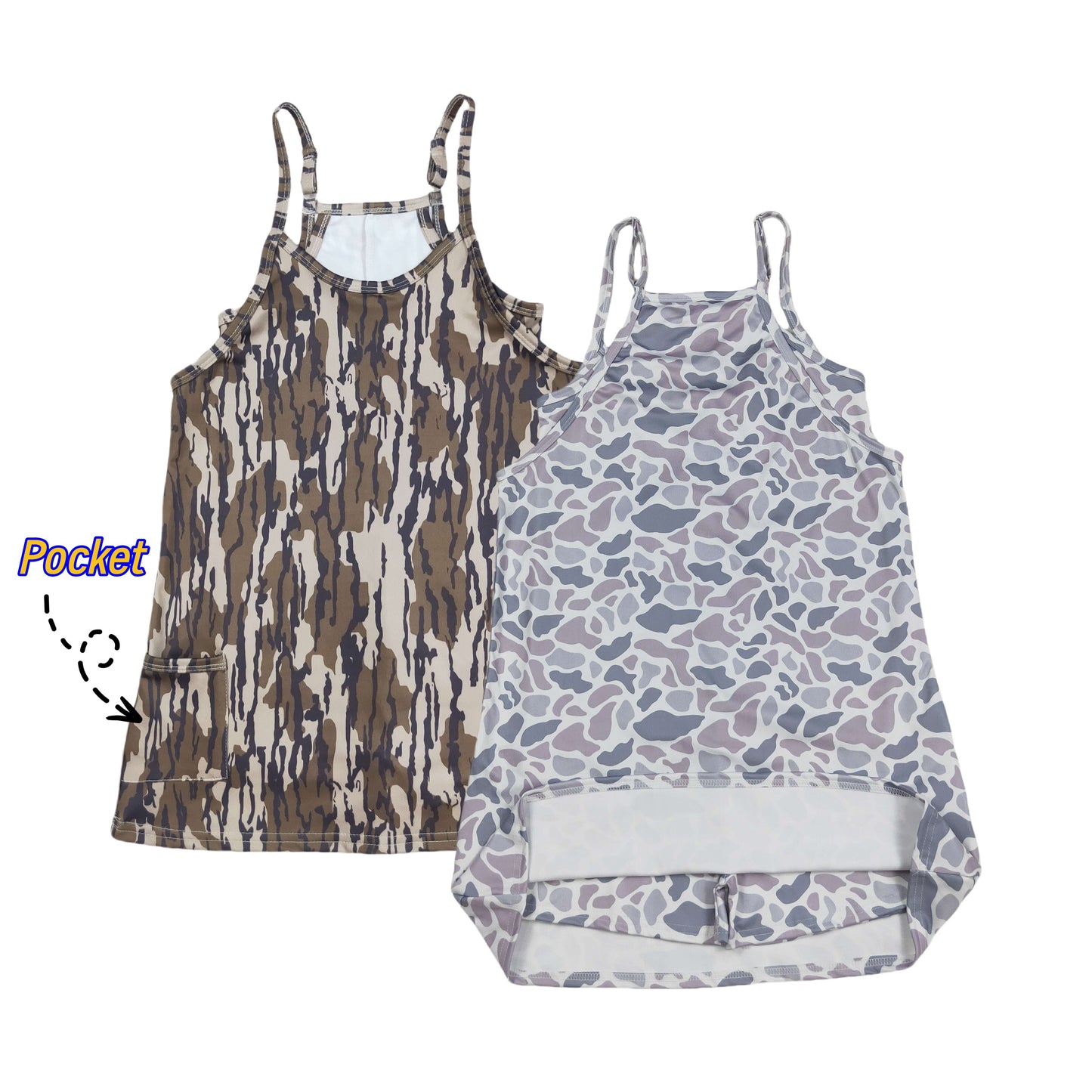 GSD2720 Kids Girls Bottomland Camo Strap Yoga Dress Active Wear