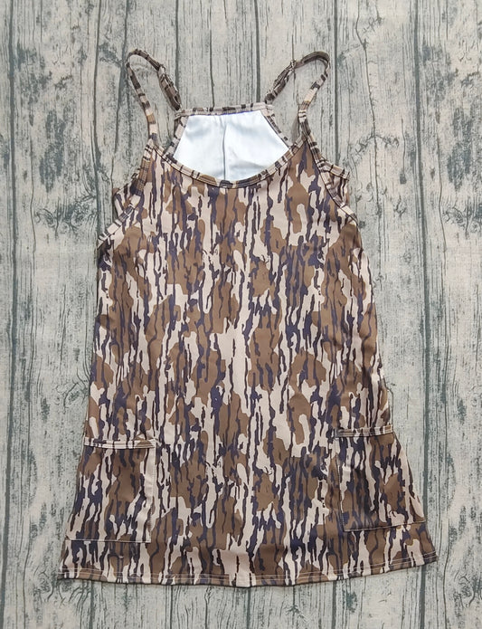 GSD2744 Women camo Strap Yoga Dress With Pocket