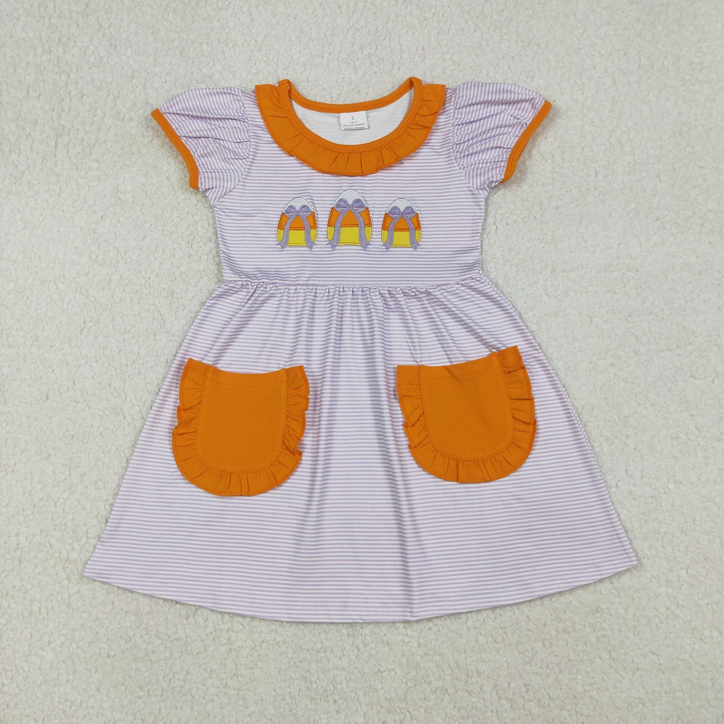 Baby Girls Sister halloween Cancy Corn Applique Dress/Romper