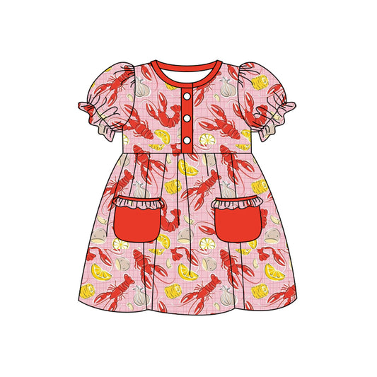 GSD2811 Kids Girls Crayfish Short Sleeve Dress Preorder