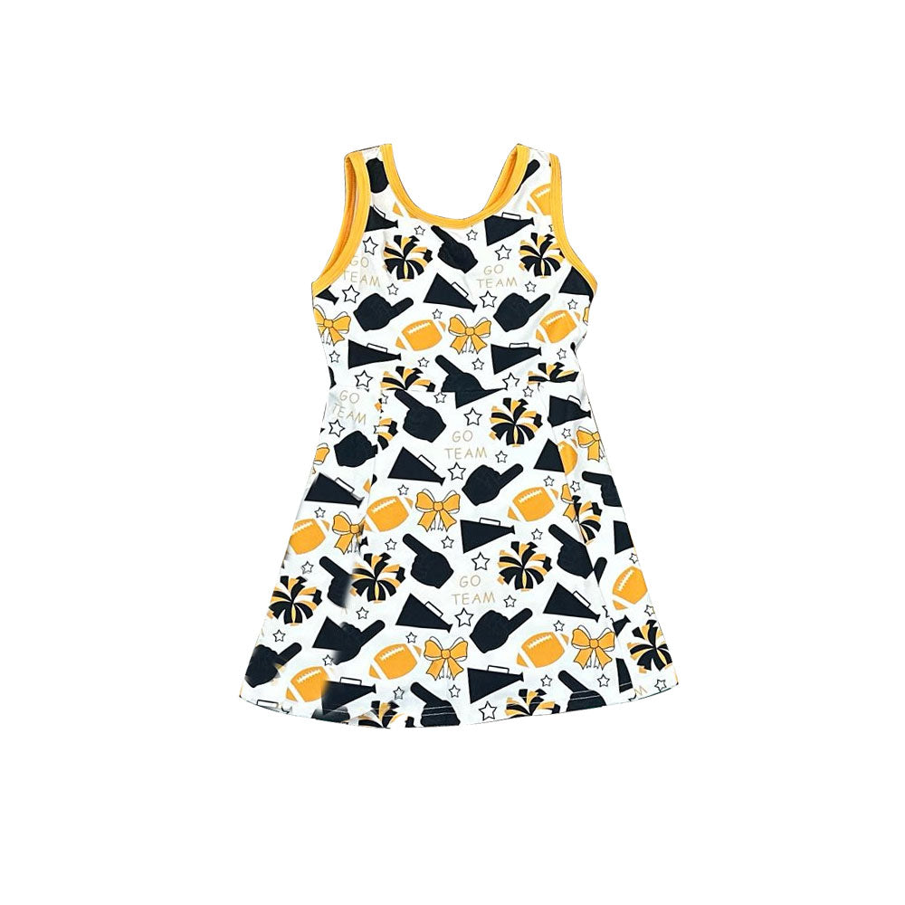 GSD2845 Kids Girls GO Team Yellow Color Sleeveless Active Dress Preorder
