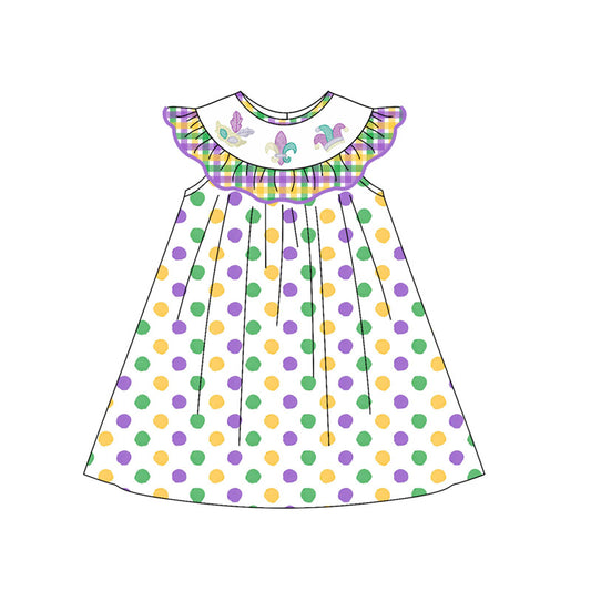 GSD2848 Baby Girls Mardi Gras Polka Dot Dress Preorder