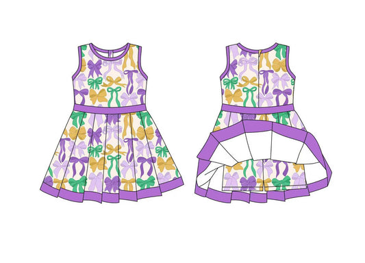 GSD2866 Baby Girls Purple Yellow Green Bow Active Dress Preorder