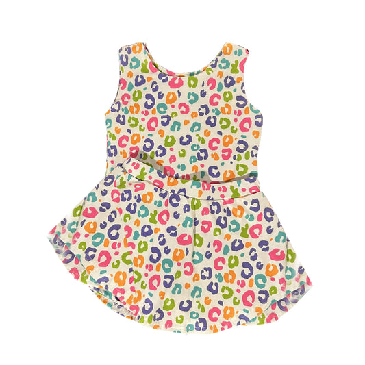 GSD2872 Kids Girls Green Purple Leopard In Ble Skort Set Preorder