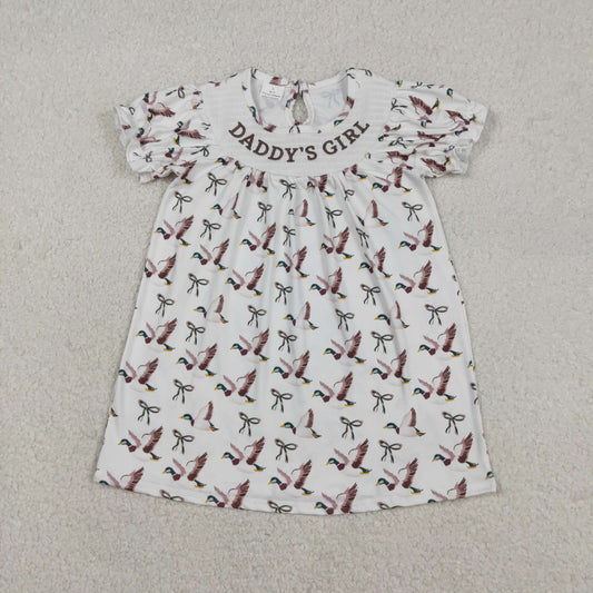 GSD2933 Mallard Duck Daddy's Girl Short Sleeve Smocked Dress