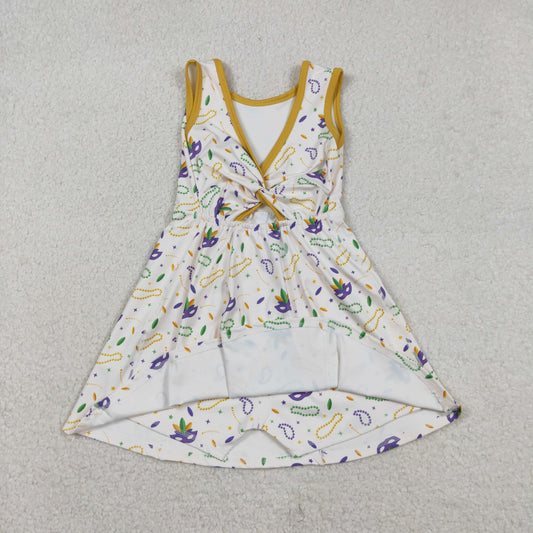 GSD2951 Baby Girls Mardi Gars Bows Sleeveless Active Dress
